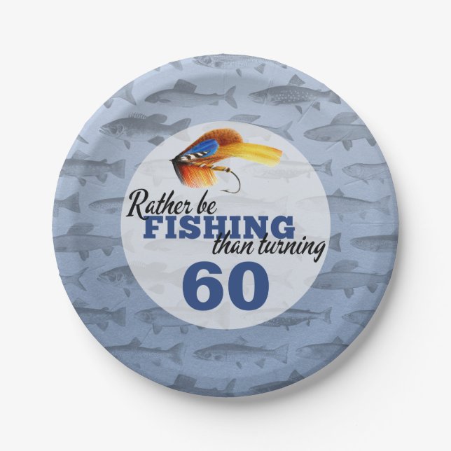 Rather Be Fishing Custom Birthday Party Paper Plates (Front)