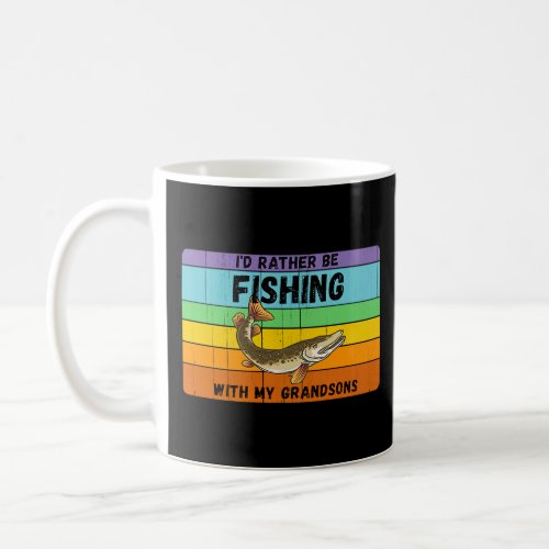 Rather Be Fishing With Grandsons Vintage Grandpa F Coffee Mug