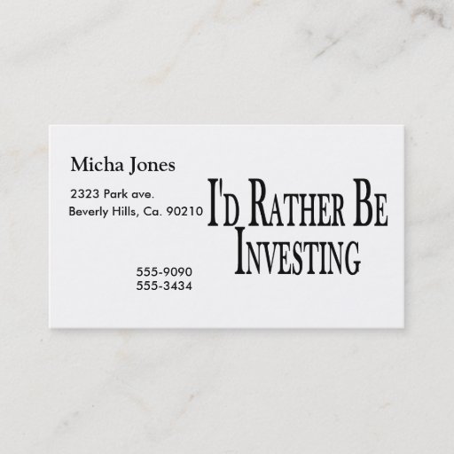Customizable Rather Be Investing Business Card Template