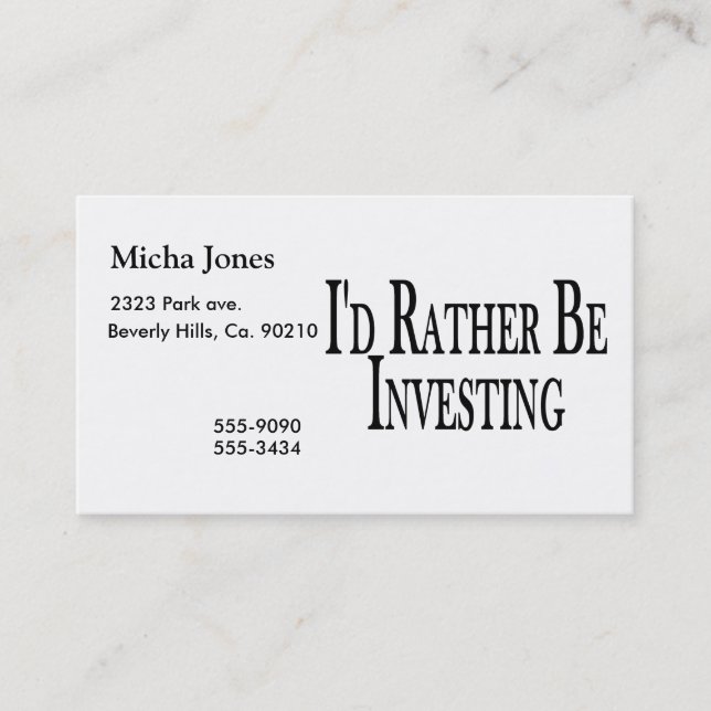 Rather Be Investing Business Card (Front)