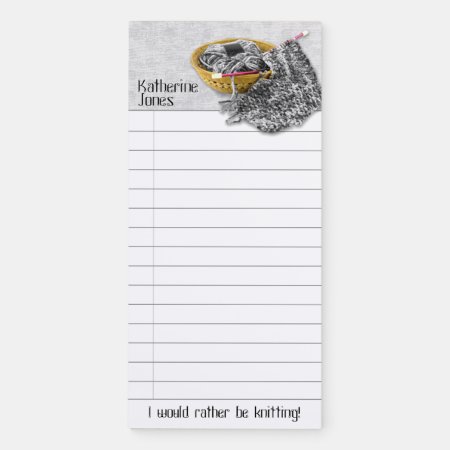 Rather Be Knitting Still Life Photography Gray Magnetic Notepad