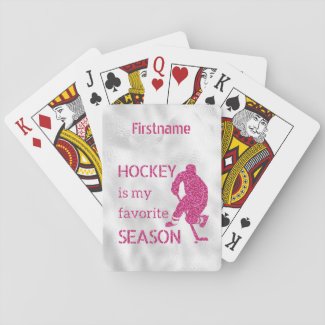 Rather be playing - pink sparkle hockey playing cards