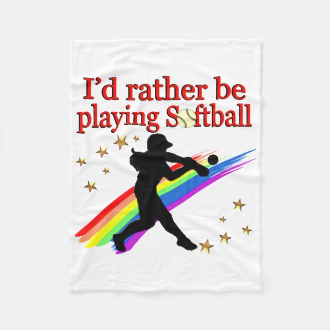 RATHER BE PLAYING SOFTBALL FLEECE BLANKET (Front)