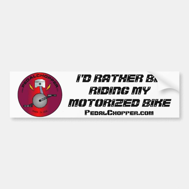 Rather Be Riding My Motorized Bike Red Logo Bumper Sticker (Front)
