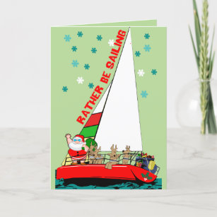 Rather be Sailing with Santa Holiday Card