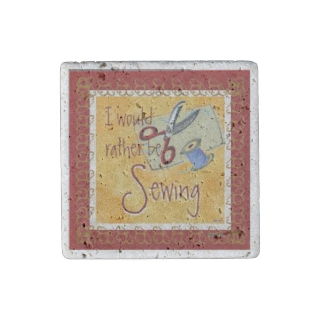 Rather be Sewing Stone Magnet (Front)