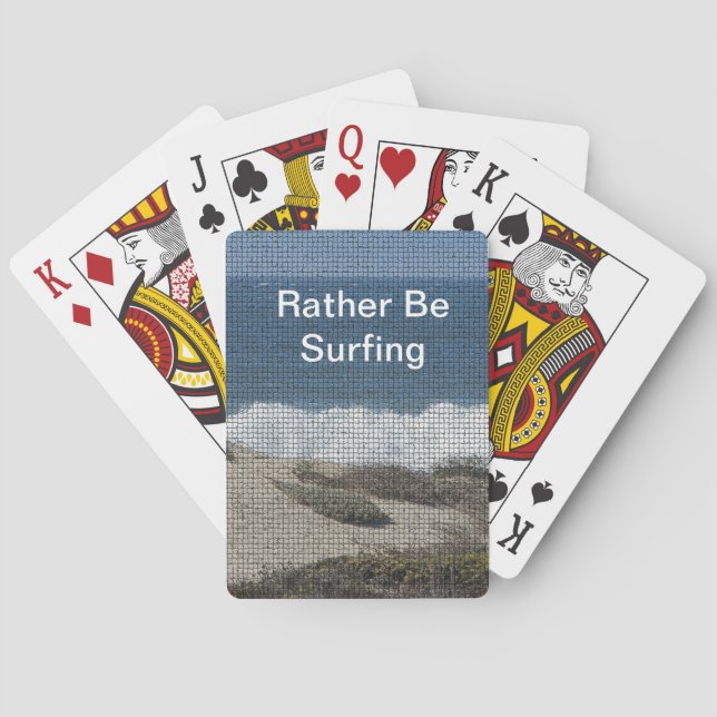 Rather Be Surfing Ocean Beach Travel Surfer Poker Cards (Back)