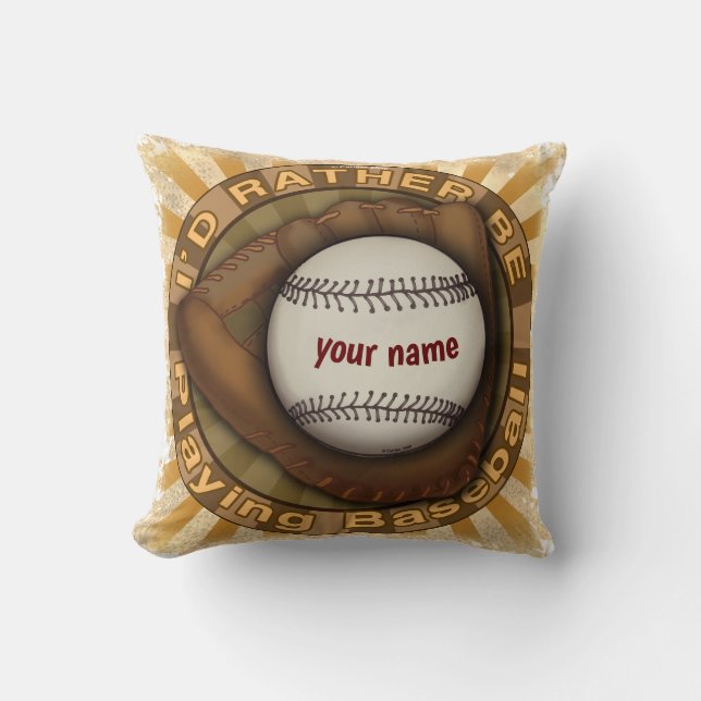 Rather Play Baseball  Throw Pillow (Front)