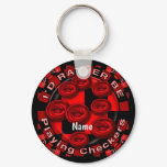 Rather Play Checkers keychain