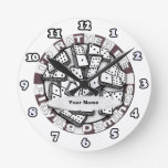 Rather Play Dominoes custom name Round Clock