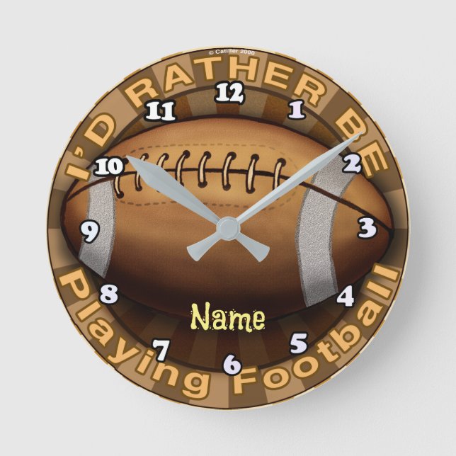 Rather Play Football Round Clock (Front)