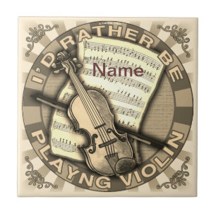 Rather Play Violin Ceramic Tile
