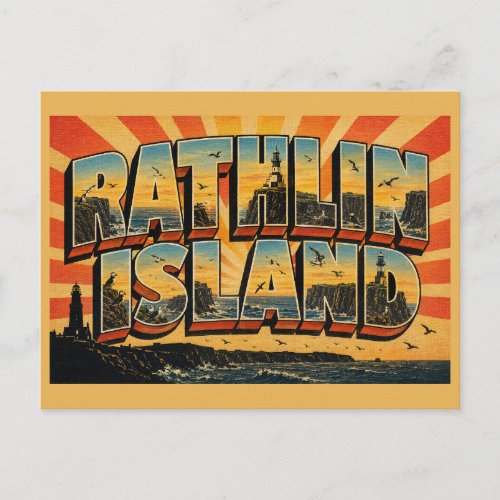 Rathlin Island Northern Ireland Vintage Travel Art Postcard