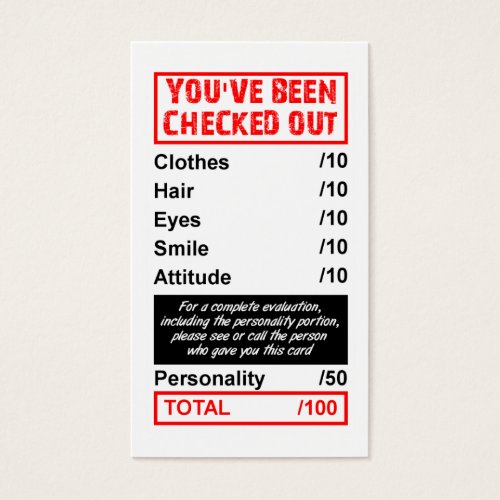 Rating Pick Up Card You've Been Checked Out Business Card Templates