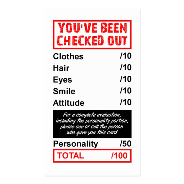 Rating Pick Up Card Youve Been Checked Out Business Card Templates