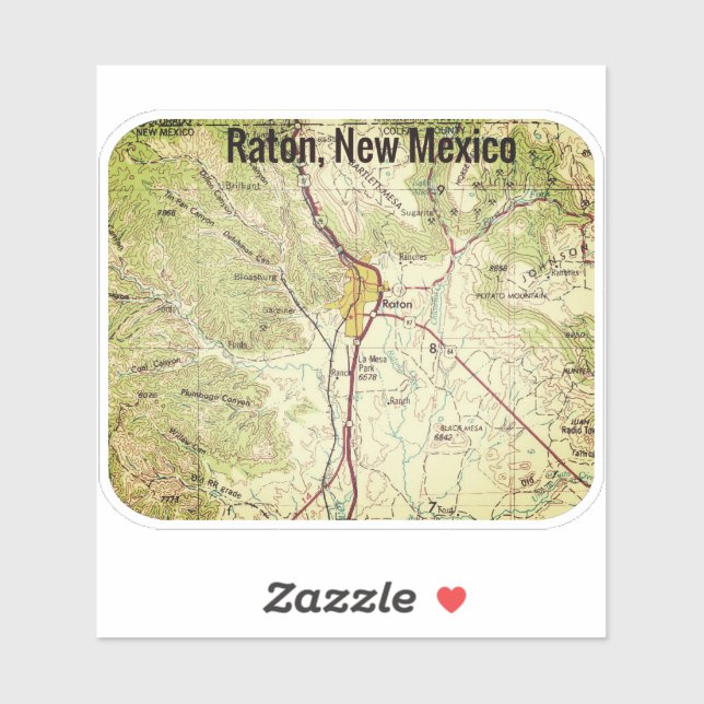 Raton New Mexico Topo Sticker (Sheet)