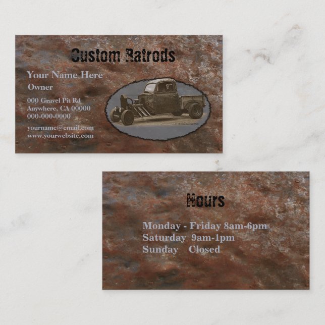 Ratrod Truck Rusty Metal Business Card (Front/Back)
