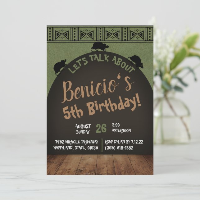 Rats along his back birthday Invitation (Standing Front)