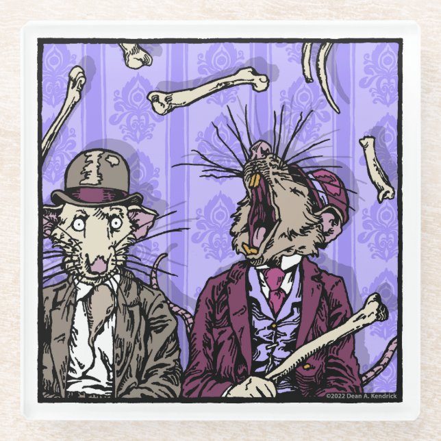 Rats and Bones - Pop Goth Nightmare Surreal Glass Coaster (Front)