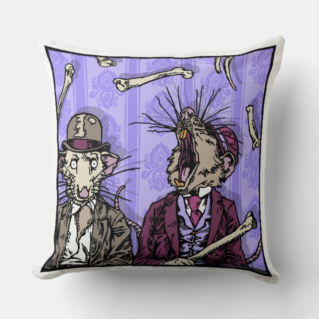 Rats and Bones - Pop Goth Nightmare Surreal Square Throw Pillow (Front)