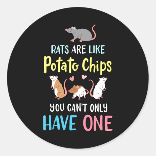 Rats Are Like Potato Chips Animal Pet Rat Lover Pu Classic Round Sticker