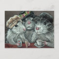 Rats in Hats Eating Lunch Postcard