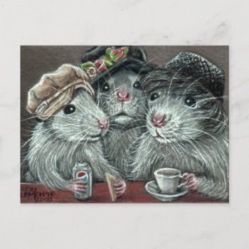 Rats In Hats Eating Lunch Postcard by KMCoriginals at Zazzle