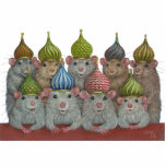 Rats in St Basil's onion dome hats sculpture<br><div class="desc">"The Architecture Hat Group" is my original pastel drawing and features rats in hats based on the domes of St Basil's Cathedral,  one of the prettiest buildings in the world.</div>