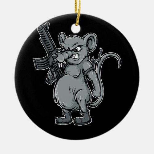 rats_soldier_with_gun_illustration ceramic ornament