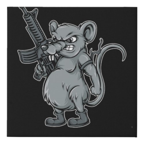 rats_soldier_with_gun_illustration faux canvas print