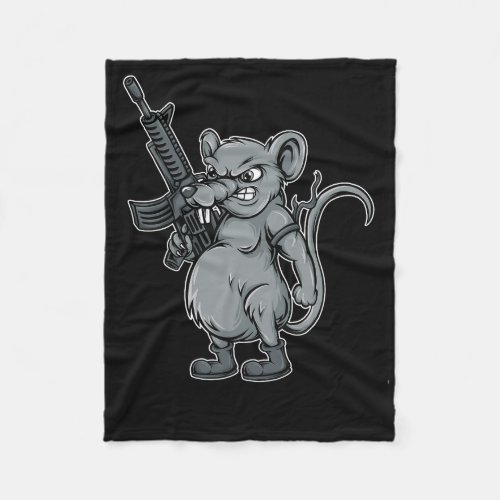 rats_soldier_with_gun_illustration fleece blanket