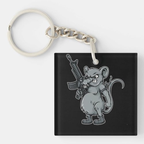 rats_soldier_with_gun_illustration keychain