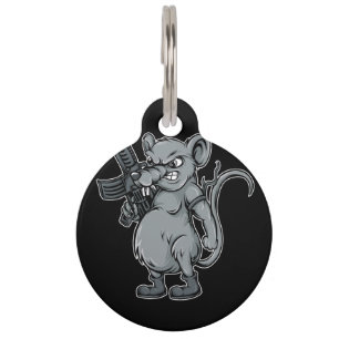 rats-soldier-with-gun-illustration pet ID tag