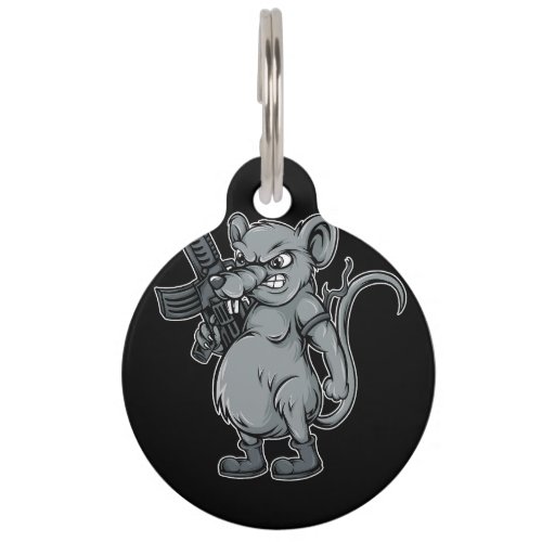 rats_soldier_with_gun_illustration pet ID tag