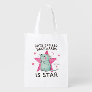 Rats Spelled Backwards Is Star Funny Rat Grocery Bag