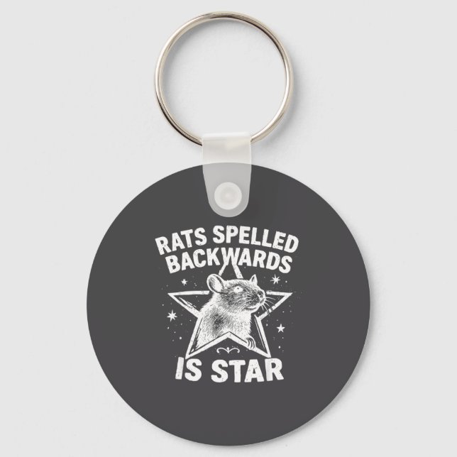 Rats Spelled Backwards Is Star  Keychain (Front)
