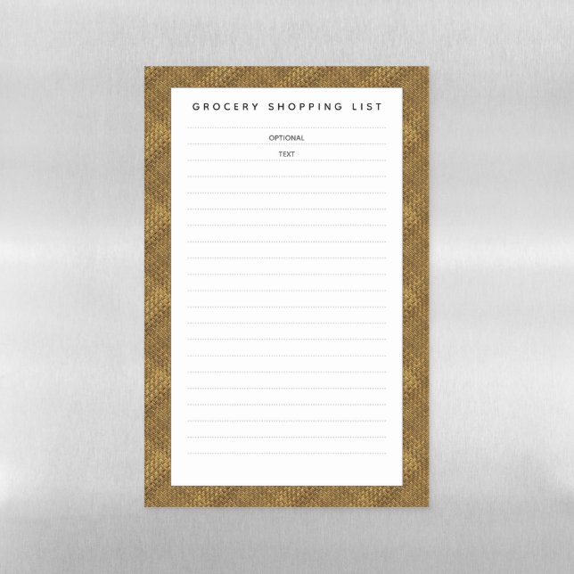 Rattan Grocery Shopping List Magnetic Dry Erase Sheet (Vertical)