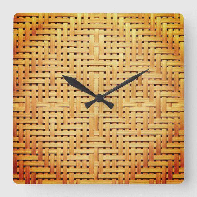 Rattan Weave Square Wall Clock (Front)