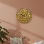 Rattan Wicker Look Boho Monogram Basketweave   Large Clock<br><div class="desc">This design was created through digital art. It may be personalized by clicking the customize button and adding a name, initials or your favorite words. The wicker design is an image and not real wicker. Contact me at colorflowcreations@gmail.com if you with to have this design on another product. See more...</div>