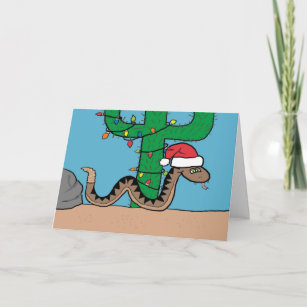 Rattle Snake Cactus Christmas Tree Greeting Card
