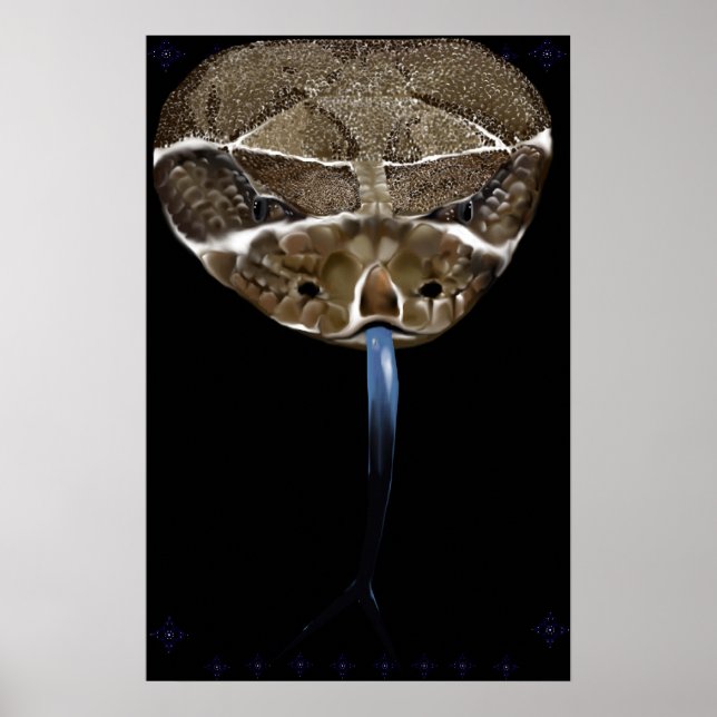 Rattle Snake Head black Poster (Front)