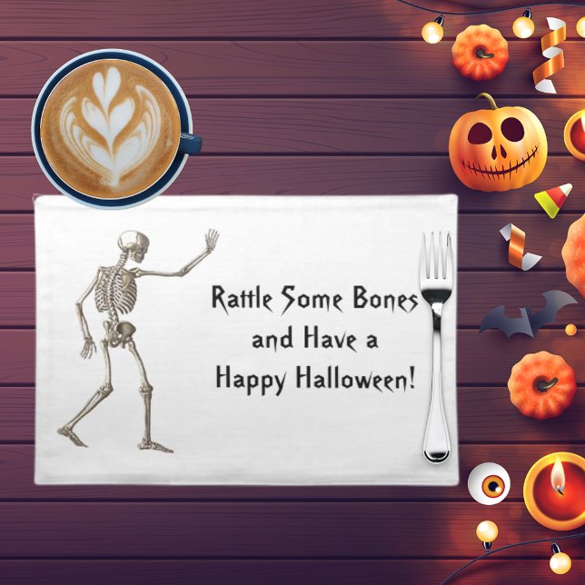 Rattle Some Bones Skeleton Halloween Placemat (Rattle Some Bones Skeleton Halloween Placemat)