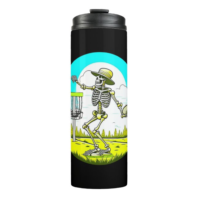 Rattle Those Chains | Disc Golfing Skeleton Thermal Tumbler (Front)