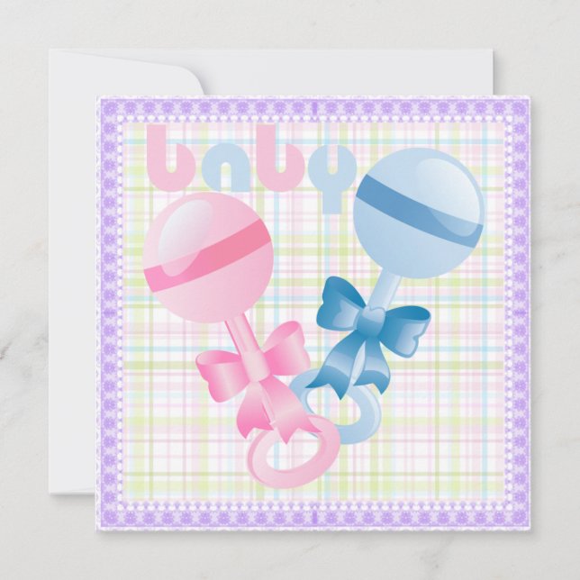 Rattles Baby Gender Reveal Party Invitation (Front)