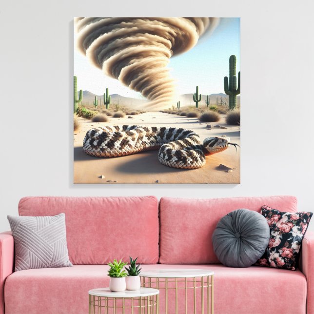 Rattlesnake In a Desert Withj Dust Devil Canvas Print (Insitu(LivingRoom))