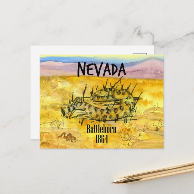 Rattlesnake Nevada Battleborn 1864 Desert Hills Postcard (Front/Back In Situ)
