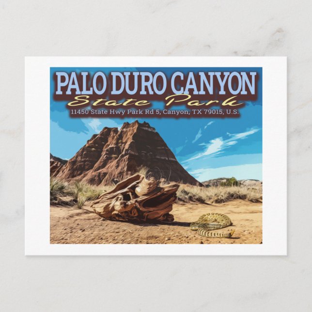 RATTLESNAKE - PALO DURO CANYON STATE PARK - TEXAS  POSTCARD (Front)