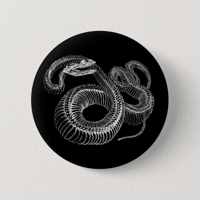 Rattlesnake Skeleton Pinback Button (Front)