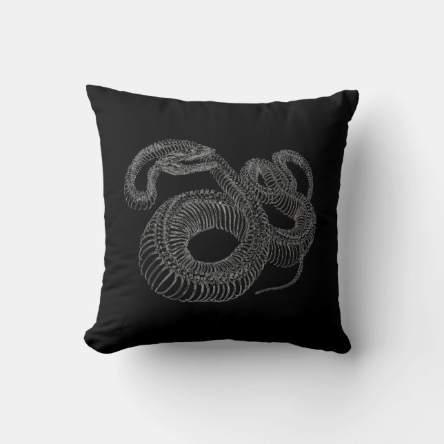 Rattlesnake Skeleton Throw Pillow (Front)