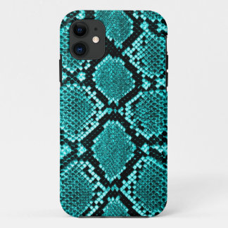 Rattlesnake Snake Skin Leather Faux blue iPhone 11 Case